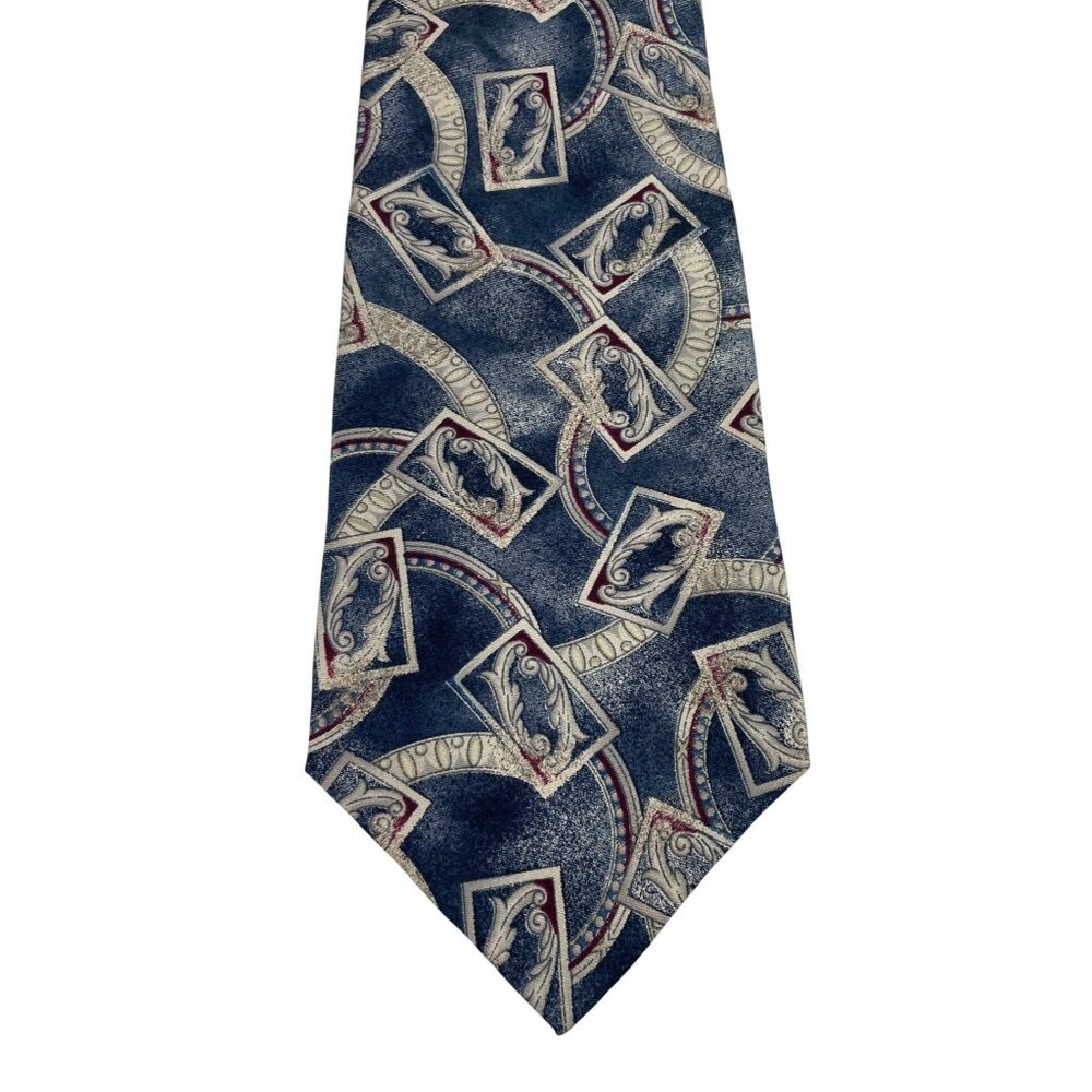 Brownstone Multicolor Print Red Blue 100% Silk Mens Tie Necktie